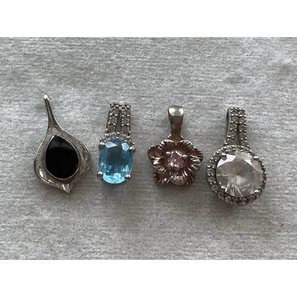 Lot Of 4 925 Sterling Silver Pendant Small Dainty Fiori SUN Vintage Estate